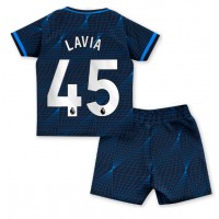 Camisa de time de futebol Chelsea Romeo Lavia #45 Replicas 2º Equipamento Infantil 2023-24 Manga Curta (+ Calças curtas)